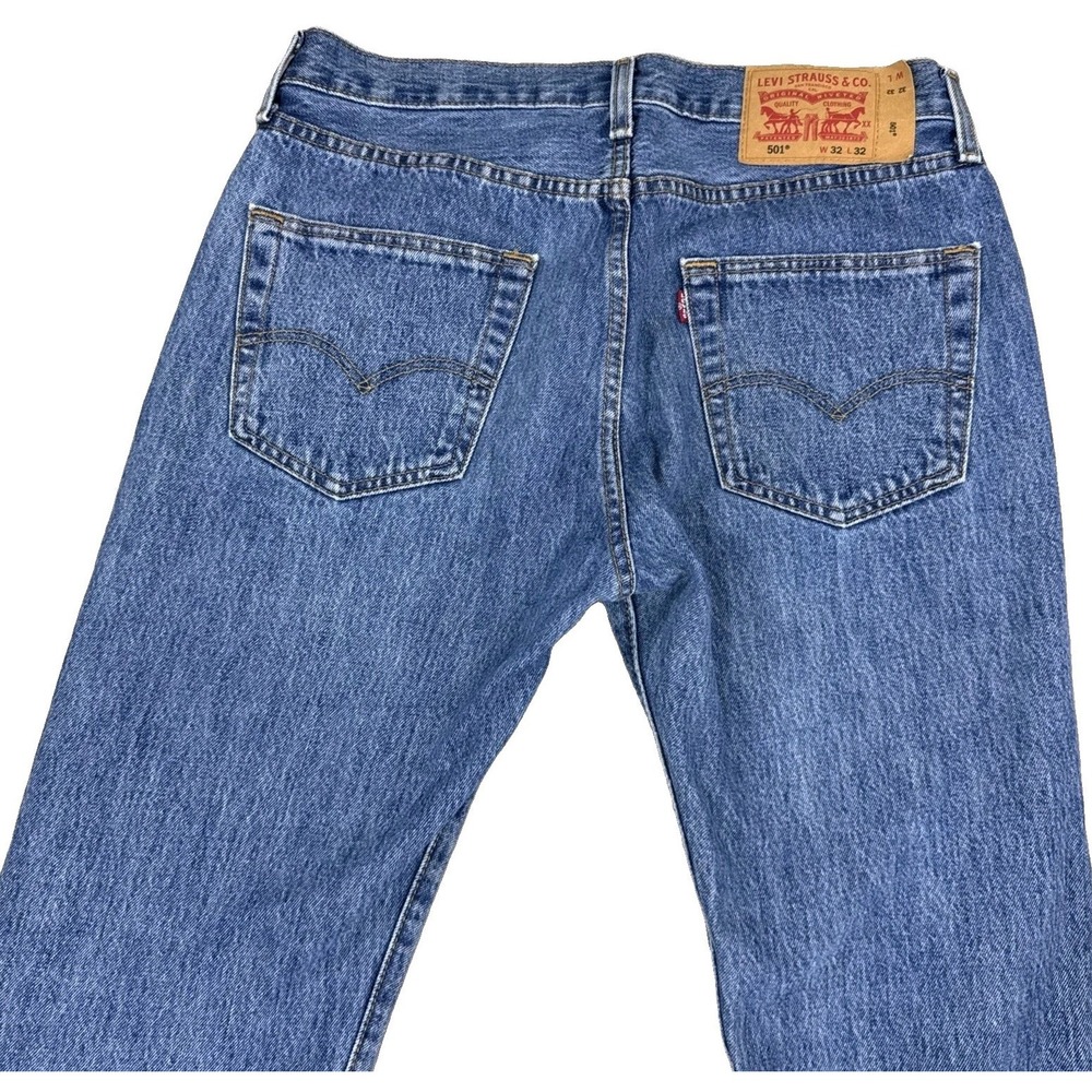 Levi's 501 Jeans Mens 32x32  Blue Button Fly Straight Leg Denim Classic - Picture 6 of 13